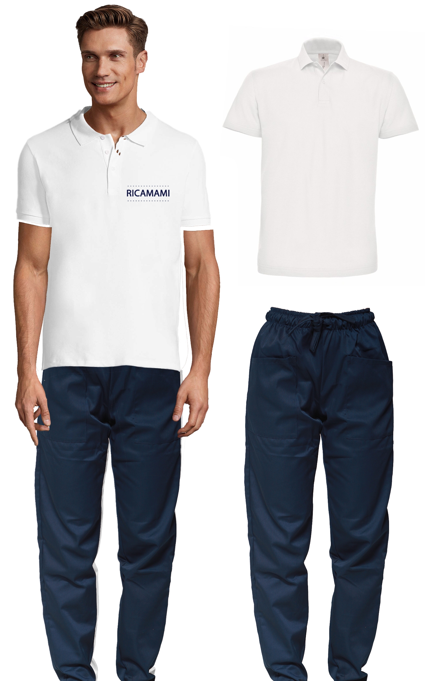 Polo Bianca - Pantalone Blu